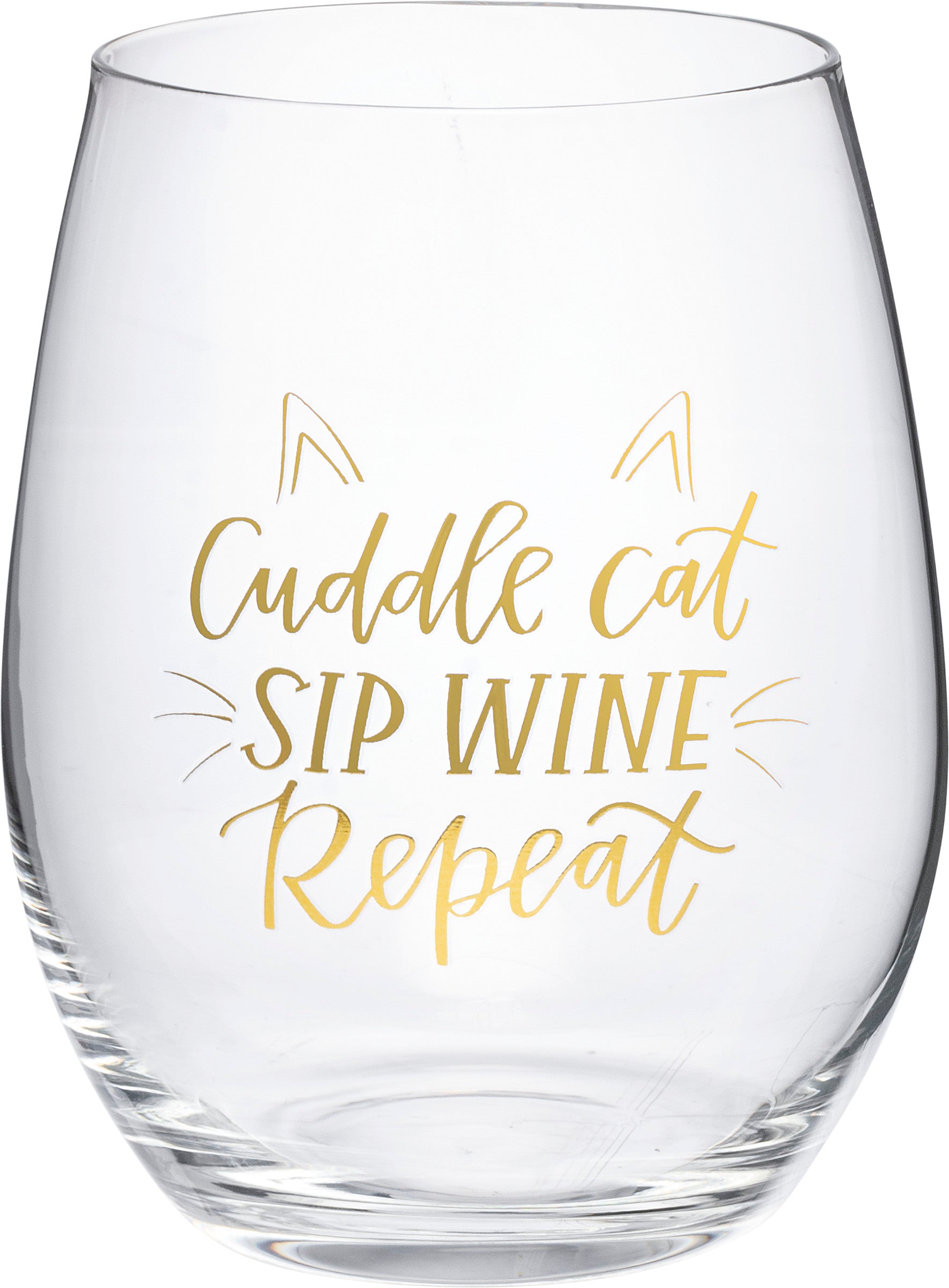 Cuddle Cat, Sip, Wine, Repeat | Wine Glass