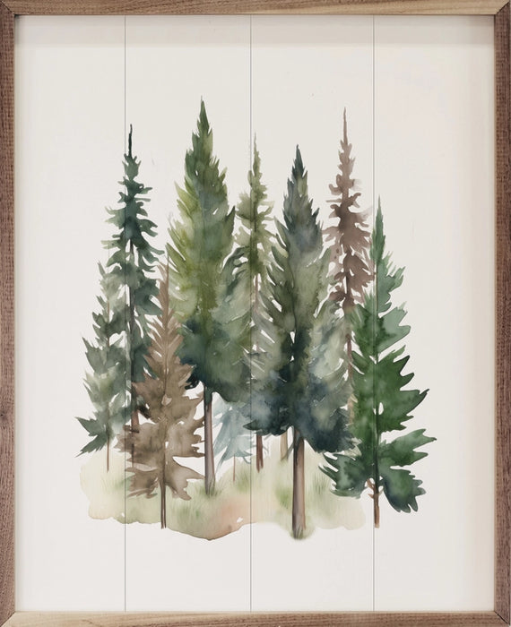 Watercolor Pines | 16 x 20 Wooden Sign