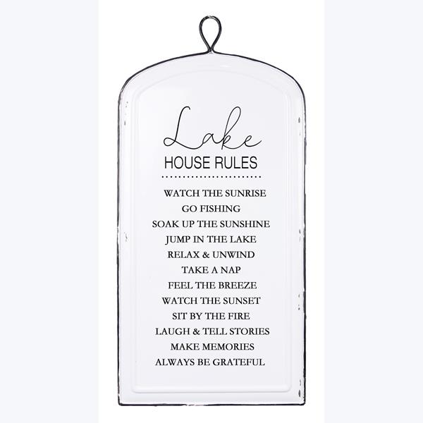 Lake House Rules Enamel Sign