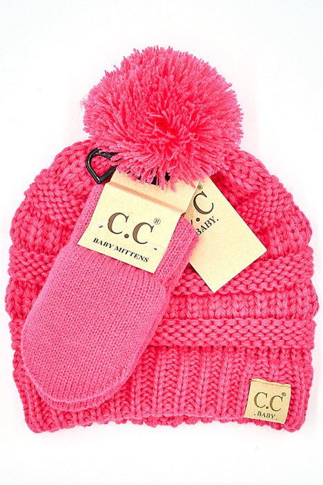 C.C Baby POM Beanie and Mitten Set