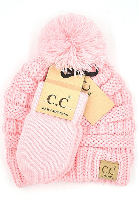 C.C Baby POM Beanie and Mitten Set