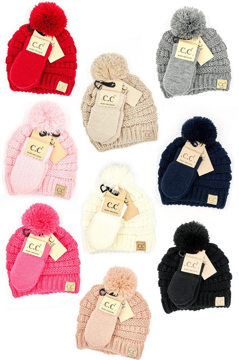 C.C Baby POM Beanie and Mitten Set