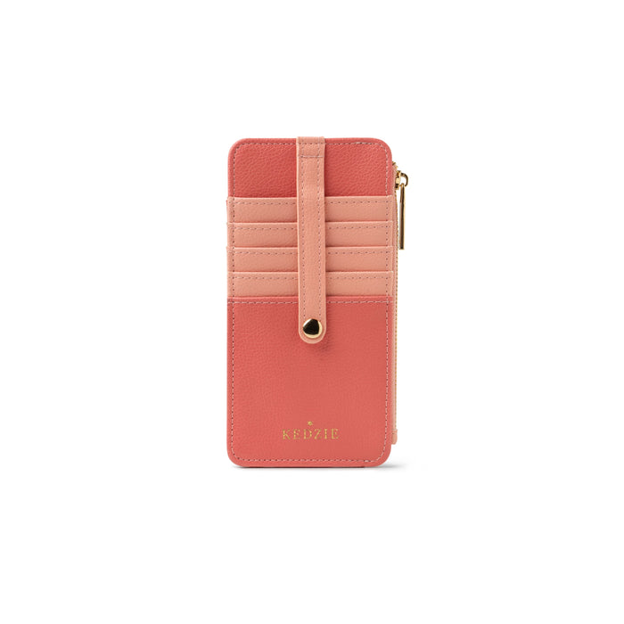 Slim Zippered Card Wallet | Coral