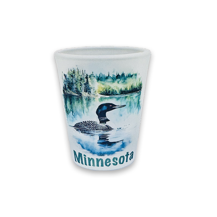 Minnesota Blue Bayou Loon 1.5 oz Frosted Shot Glass