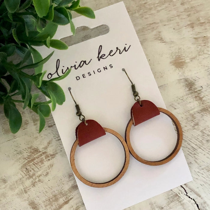 Wood Hoops - Rust | Earrings