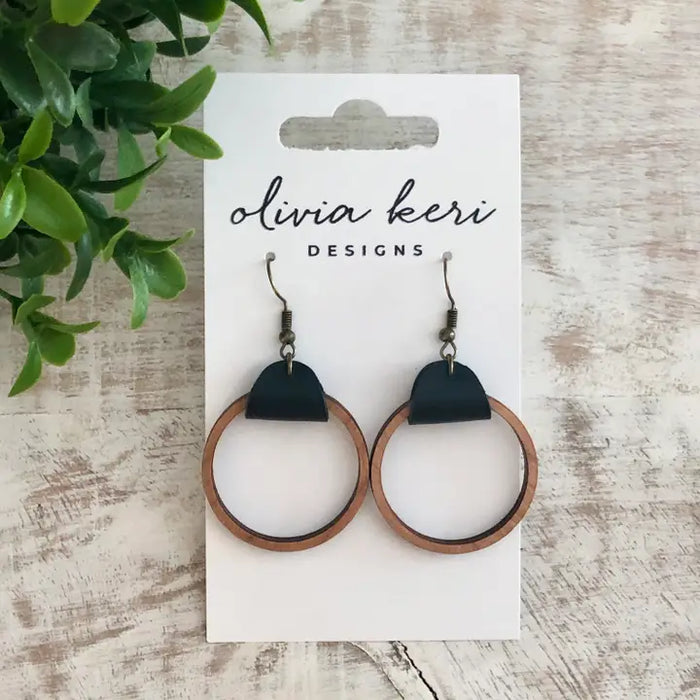 Wood Hoops - Black | Earrings