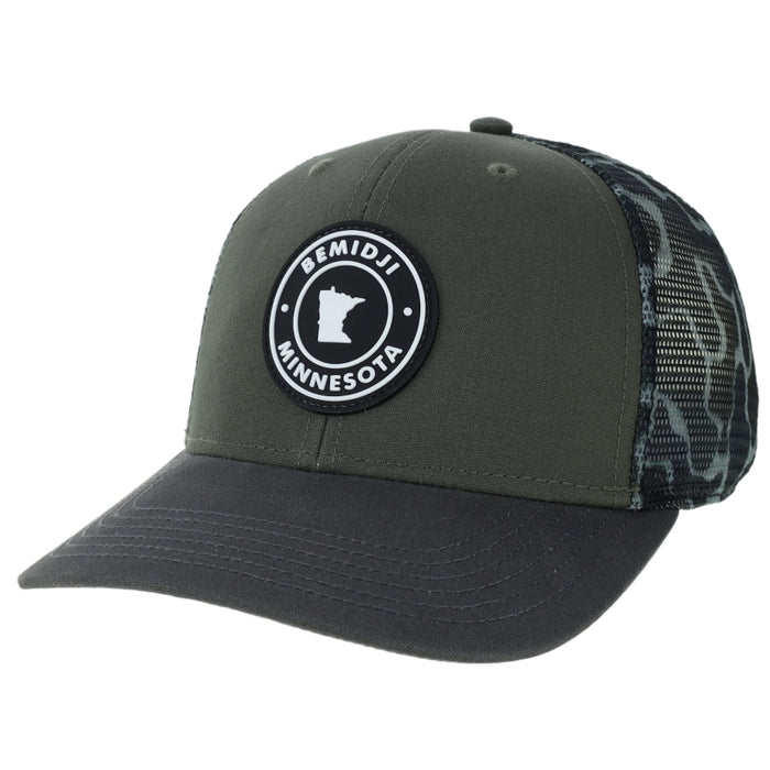 Bemidji Bold Trucker Hat | Olive/Gray/Gray Camo