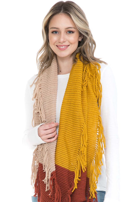 Color Block Infinity Scarf - Mustard/Rust