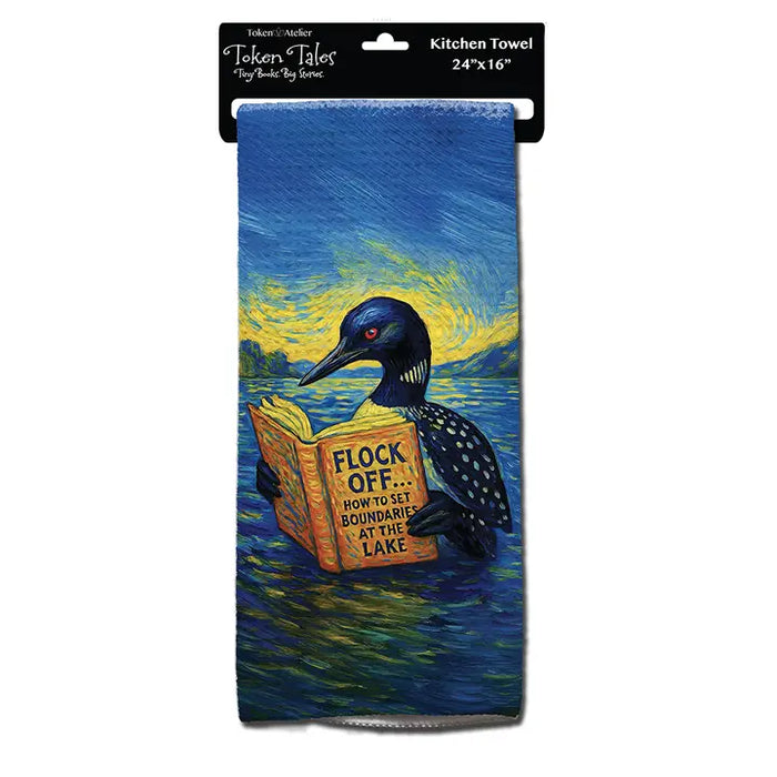 Loon "Flock Off" Waffle Kitchen Towel