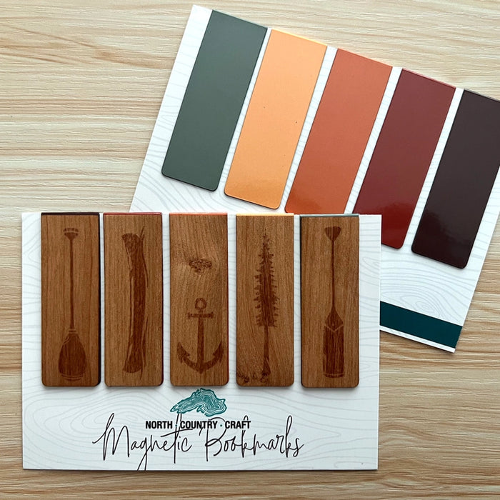 Outdoor Icons Wooden Magnetic Bookmarks