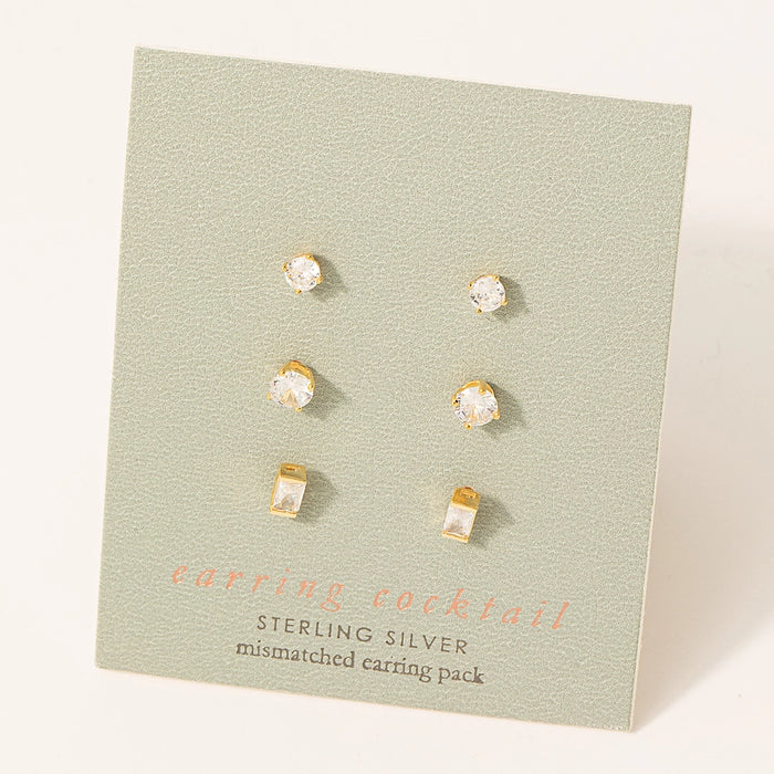 Sterling Silver Stud | Gold Earring Set