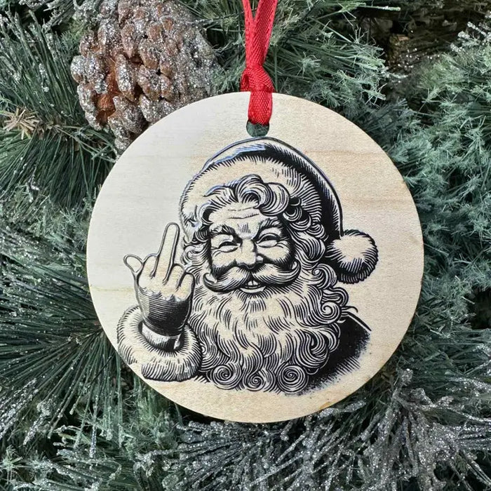 Middle Finger Santa Ornament