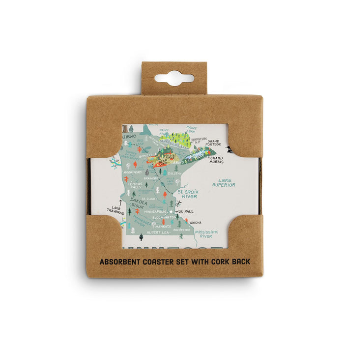 Minnesota State Map | Set of 4 Coasters