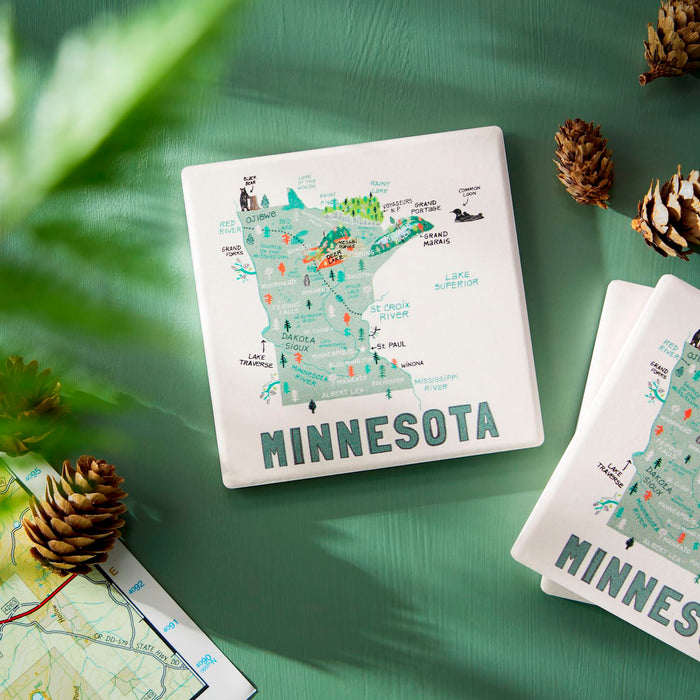 Minnesota State Map | Set of 4 Coasters