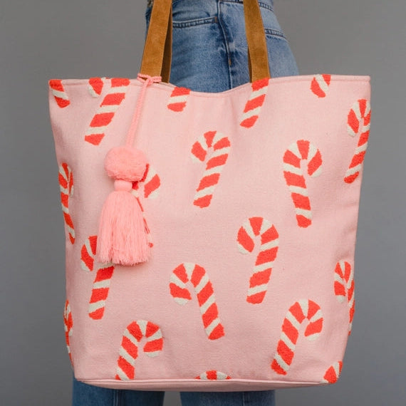 Pink Candy Cane Tote