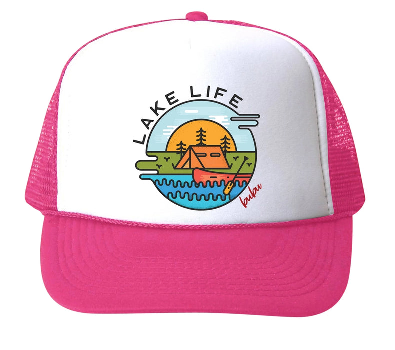 Pink/White Lake Life | Toddler Trucker Hat