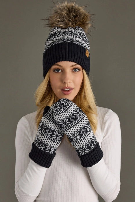 Dk. Navy + White Pattern Mittens