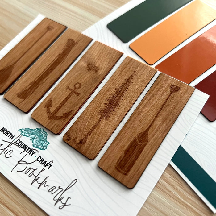 Outdoor Icons Wooden Magnetic Bookmarks