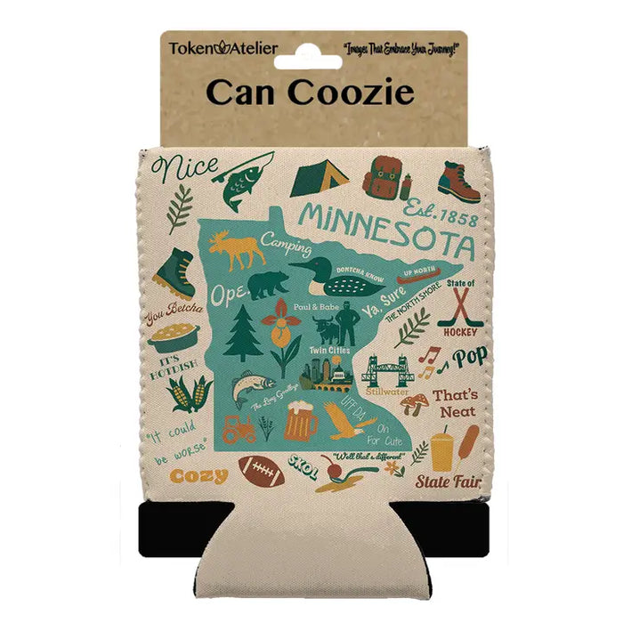 Minnesota Map Art | Neoprene Can Coozie