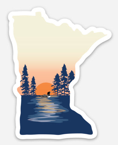 Loon + Sunset Sticker — Compass Rose