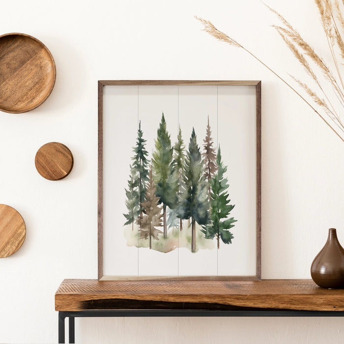 Watercolor Pines | 16 x 20 Wooden Sign