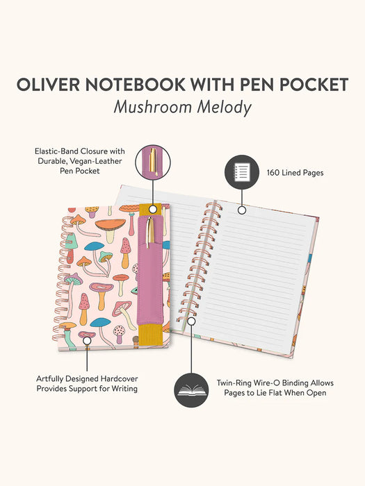 Mushroom Melody Oliver Notebook with Pen Pocket