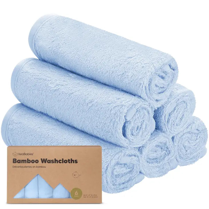 KeaBabies Bamboo Washcloths | Bravo Blue