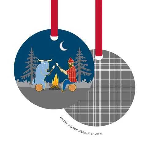 Campfire Paul Bunyan + Babe Ornament