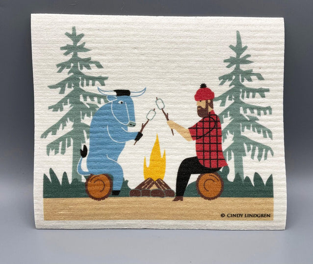 Paul and Babe Campfire Swedish Dishcloth