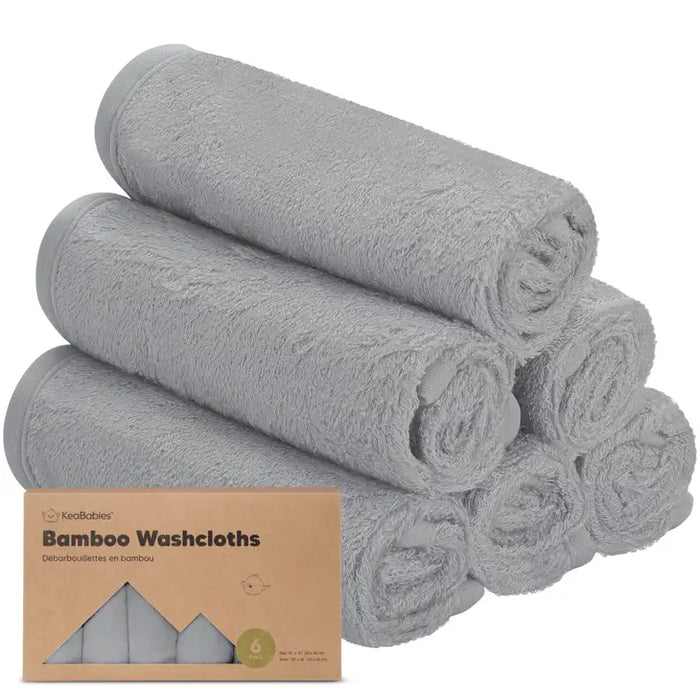 KeaBabies Bamboo Washcloths | Cool Gray