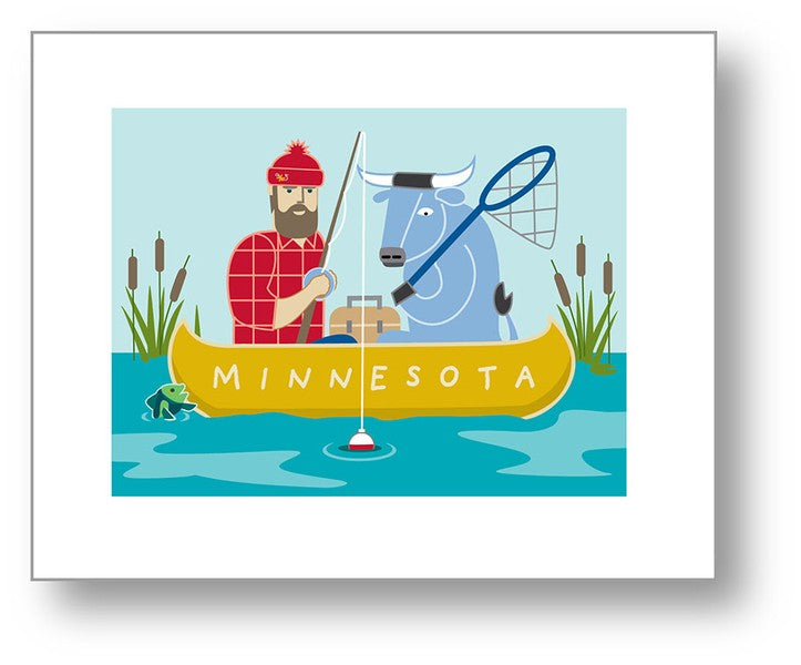 Fishing Paul Bunyan + Babe | 11x14 Print