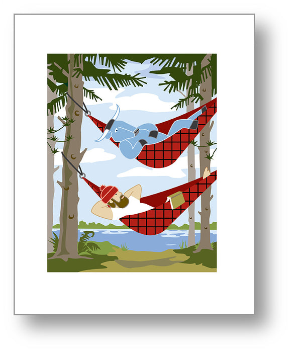 Paul Bunyan + Babe  Hammock | 11x14 Print