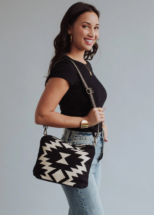 Black + Cream Aztec Crossbody