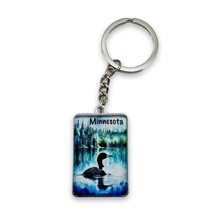 Minnesota Blue Bayou Loon Glass Keychain