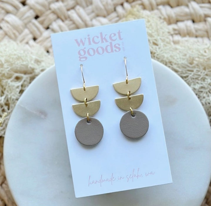 Tumwater Coyote | Leather + Brass Earrings