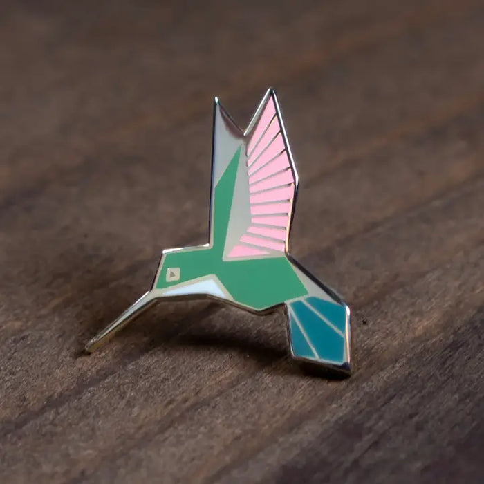 Female Ruby-Throated Hummingbird Enamel Pin