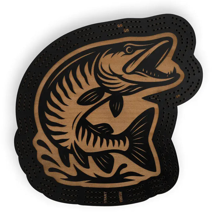 Musky Shaped Cribbage Board