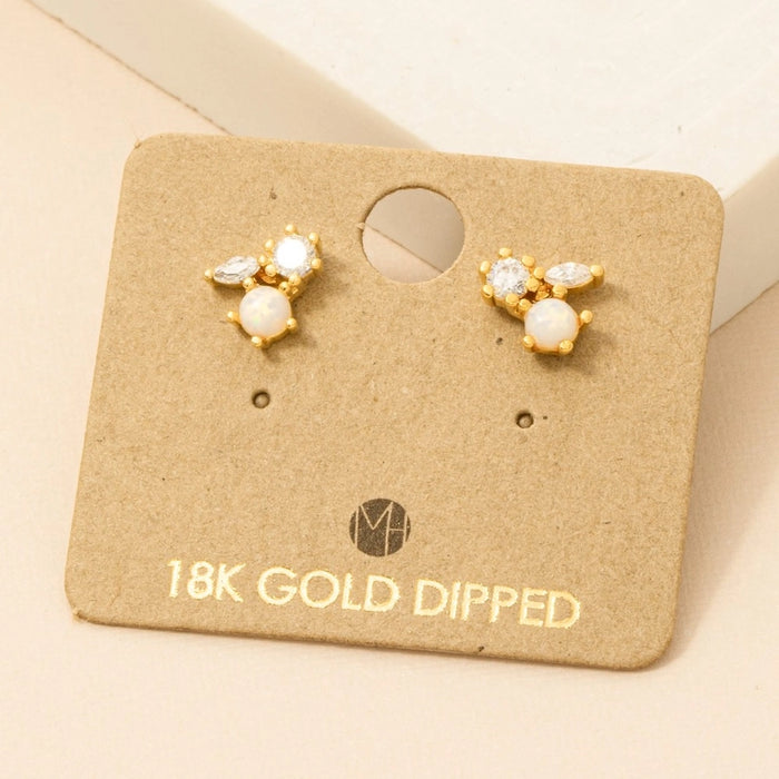 Mini Triple Rhinestone Stud Earring