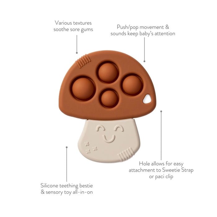 Mushroom Sensory Popper Toy + Teether