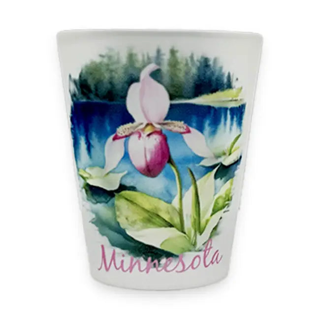 Minnesota Lady Slipper Frosted Shot Glass