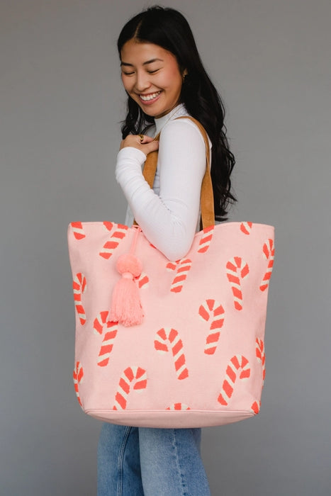 Pink Candy Cane Tote
