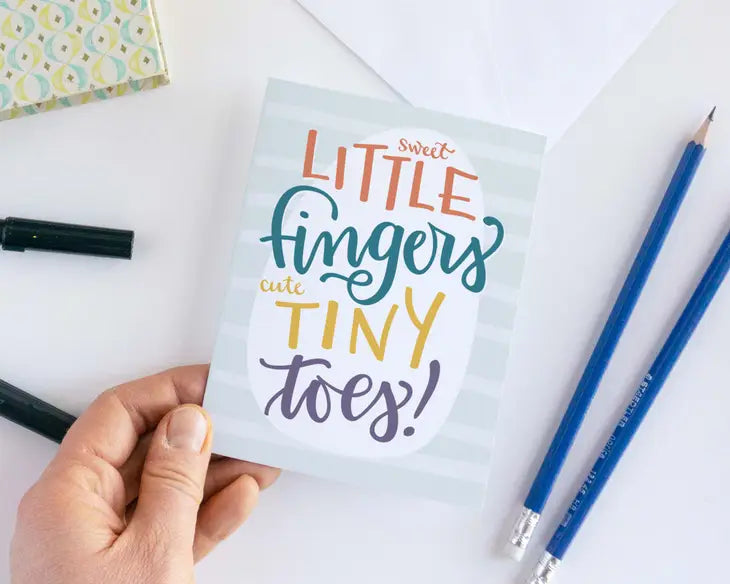 Sweet Little Fingers - Baby Shower Card
