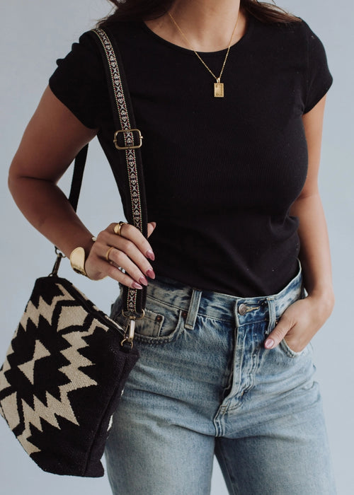 Black + Cream Aztec Crossbody