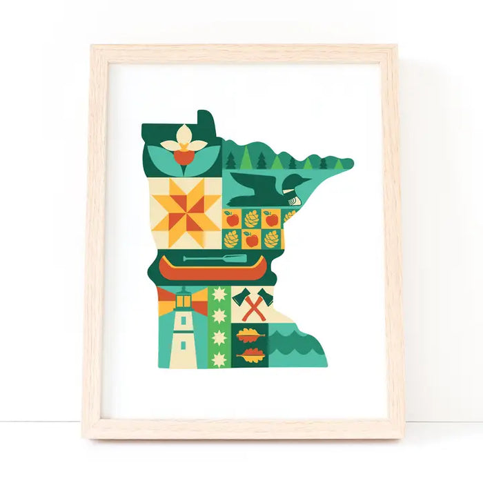 Minnesota Quilt Design 8x10” Art Print