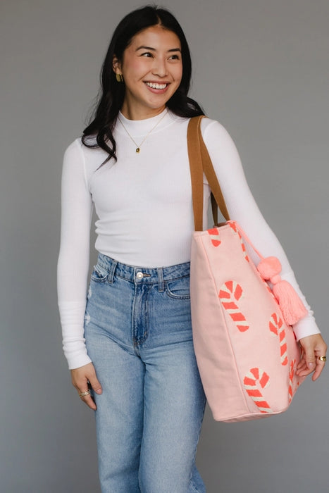 Pink Candy Cane Tote