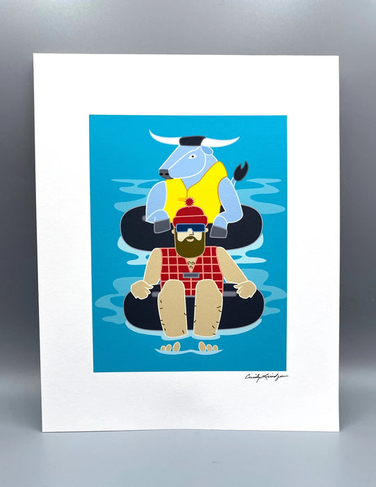 Tubing Paul Bunyan + Babe | 11x14 Print