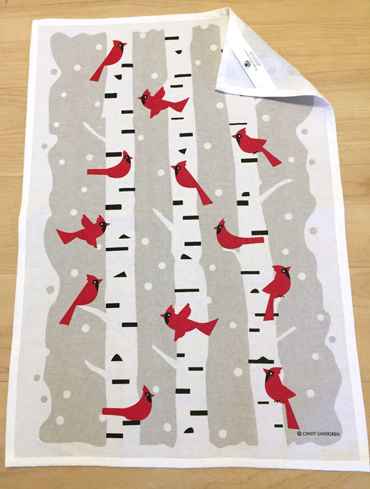 Winter Cardinal Tea Towel