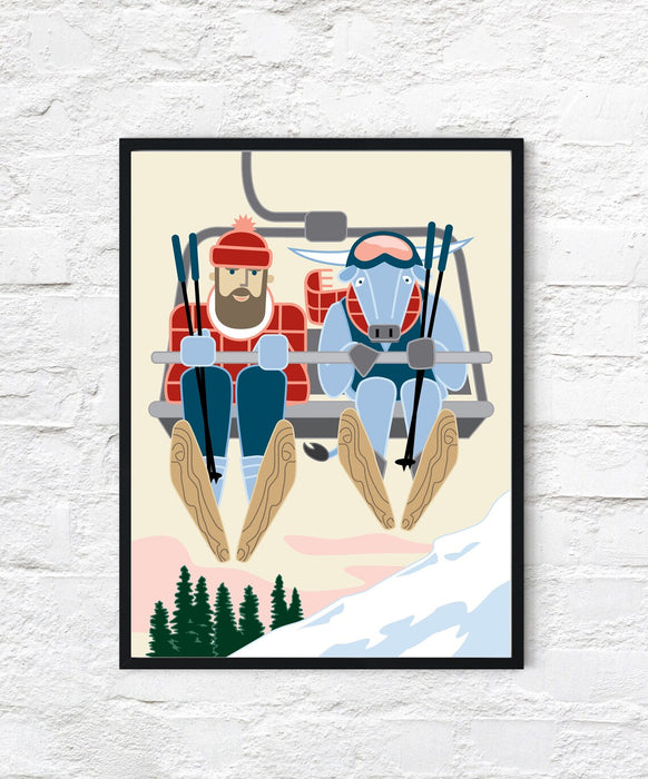 Ski Lift Paul Bunyan + Babe | 18x24 Poster