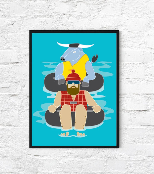Paul Bunyan + Babe Tubing | 18x24 Poster