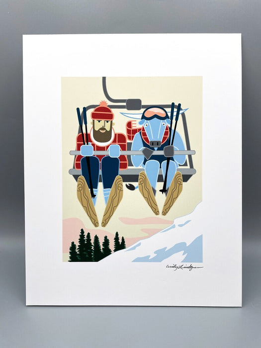 Ski Lift Paul Bunyan + Babe | 11x14 Print